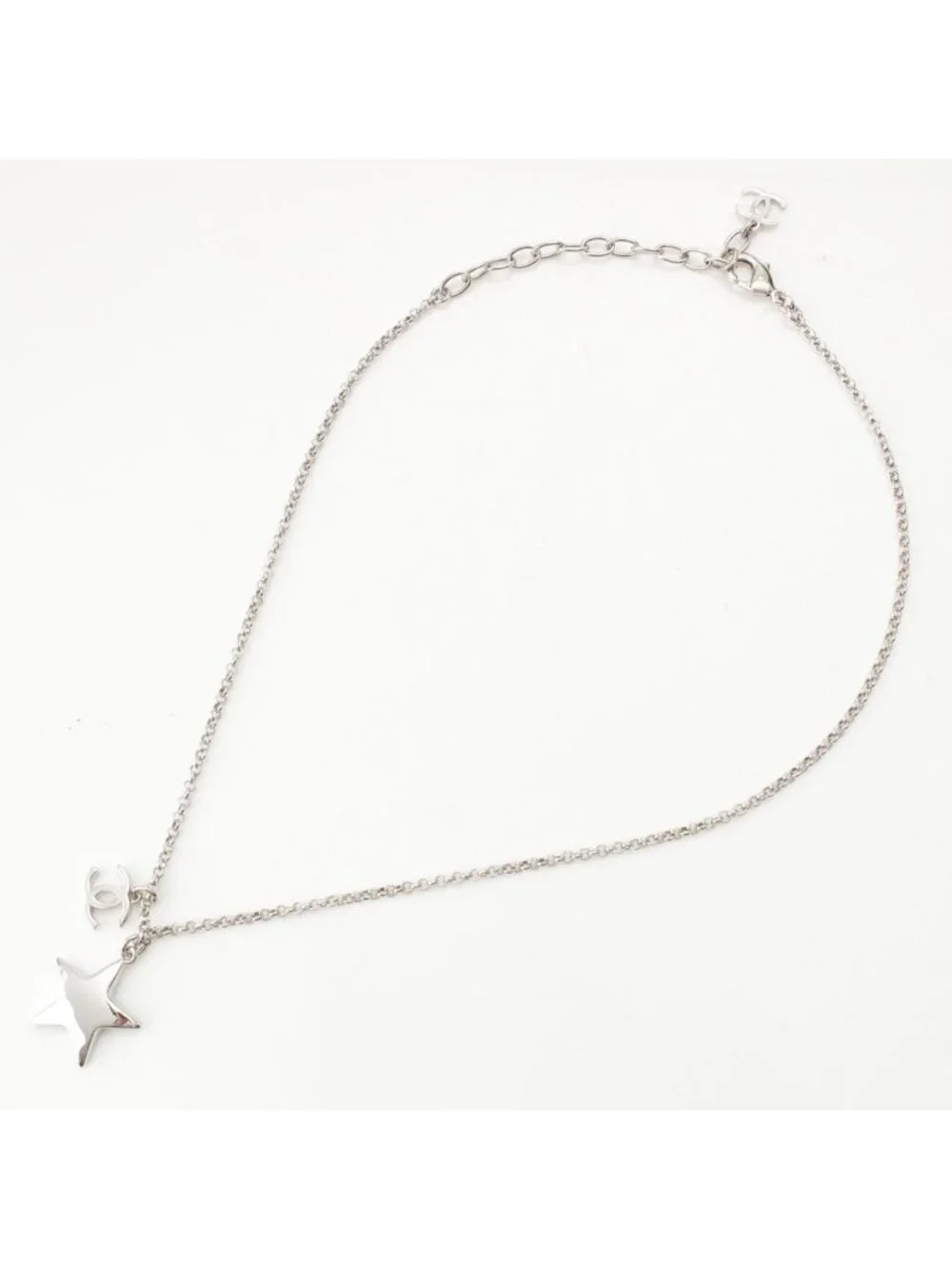 Chanel CC Logo Star Silver Necklace